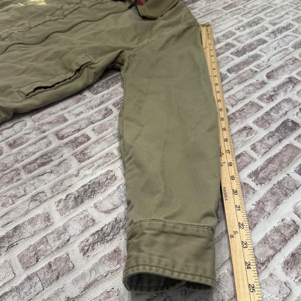 Schott NYC HP Racing Team Bomber Jacket Mens L Olive Green Cotton Twill Zip Up